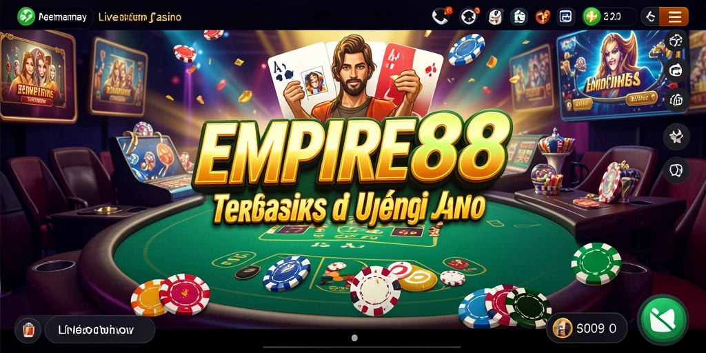Screenshot gameplay <strong>EMPIRE88</strong> yang menampilkan dealer langsung dan pemain berinteraksi.