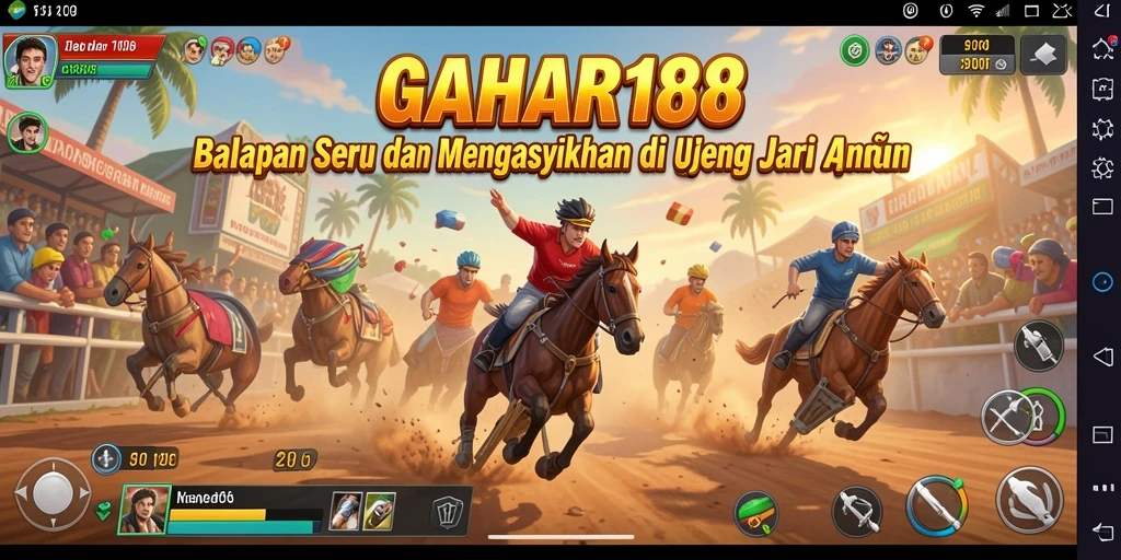 Screenshot dari gameplay GAHAR188 menunjukkan aksi balapan yang intens.