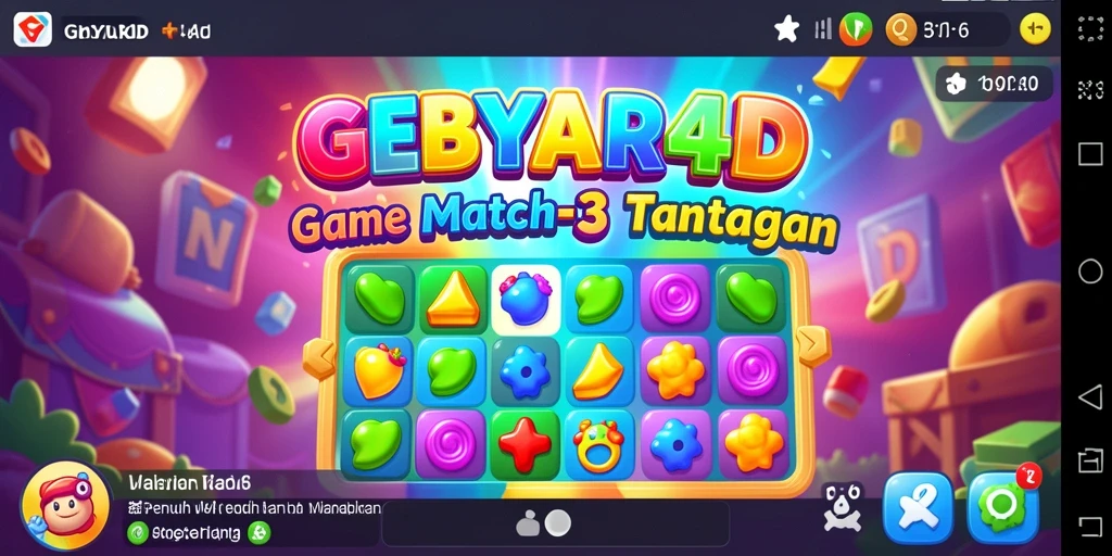 Screenshot gameplay GEBYAR4D yang menampilkan aksi Match-3 seru.