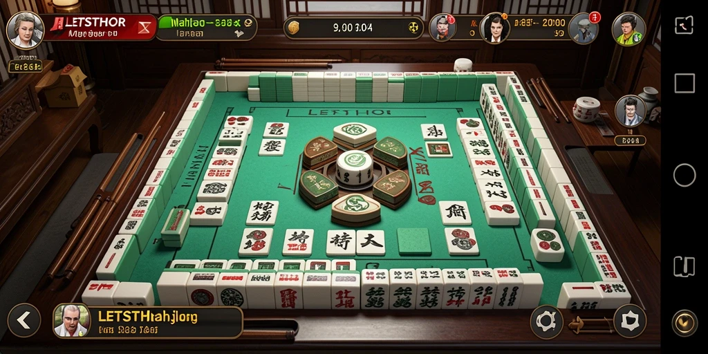Screenshot LETSTHOR menampilkan gameplay Mahjong yang seru dan menarik.