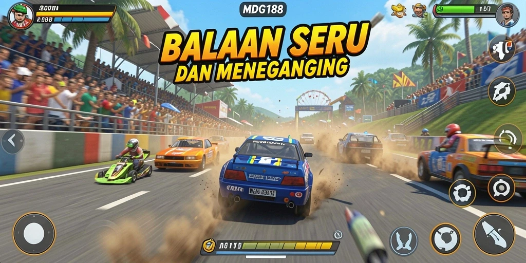 Tampilan gameplay balapan yang seru dan mendebarkan dari MDG188.