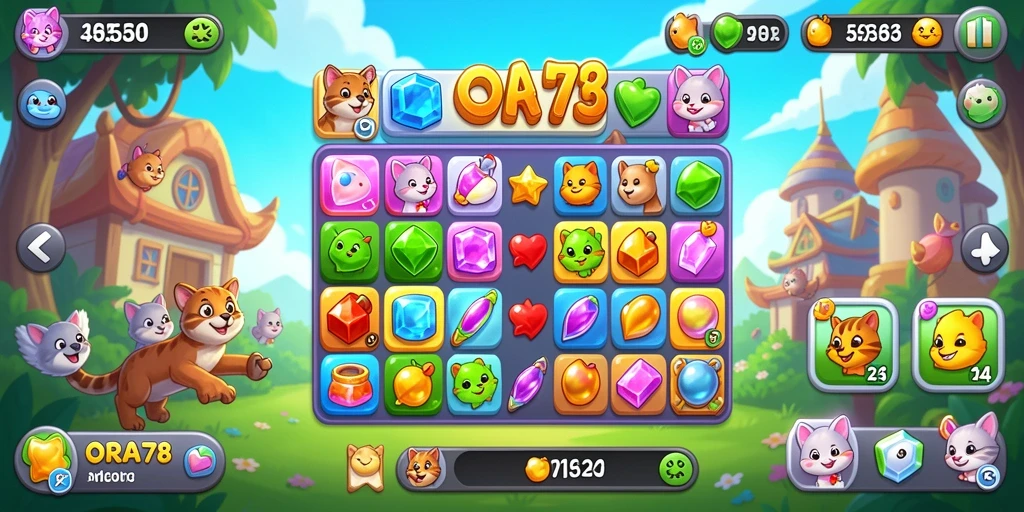 Tampilan menarik dari gameplay Match-3 ORA78.