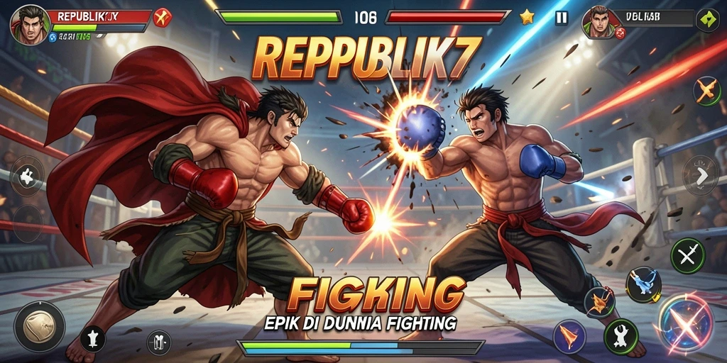 Tampilan gameplay mendebarkan dari pertarungan di REPUBLIK77.