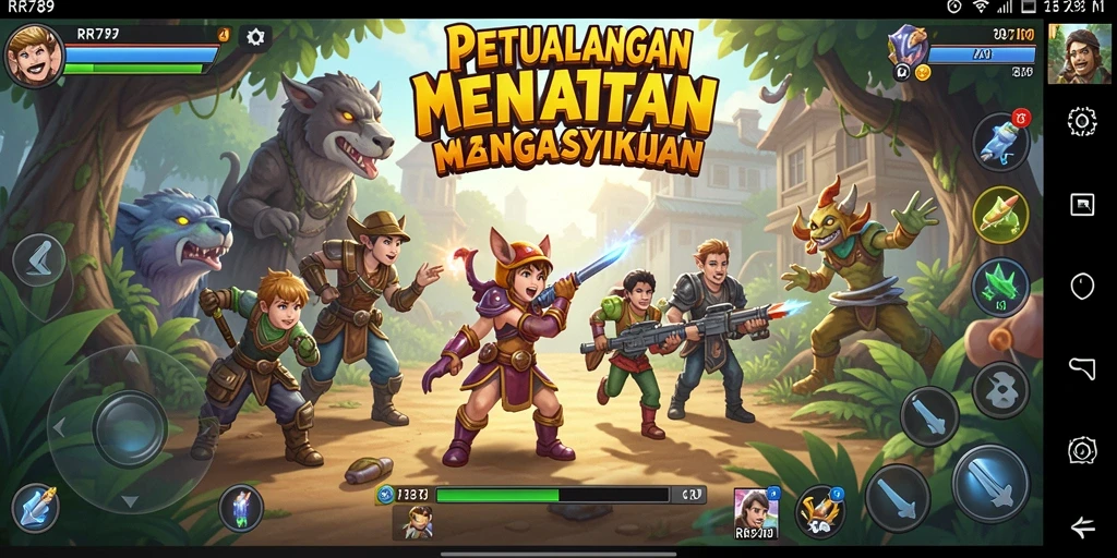 Tangkapan layar gameplay RR789 menunjukkan karakter menjelajahi hutan misterius.