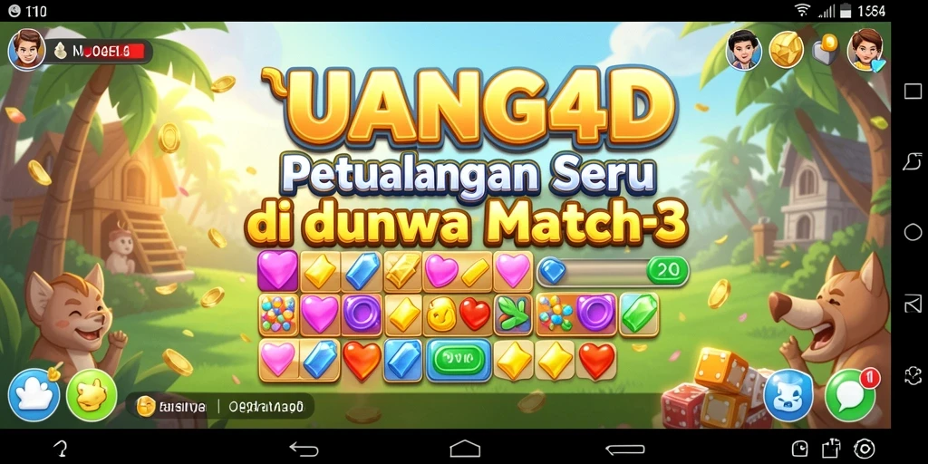 Tampilan gameplay menarik UANG4D dengan tantangan Match-3.