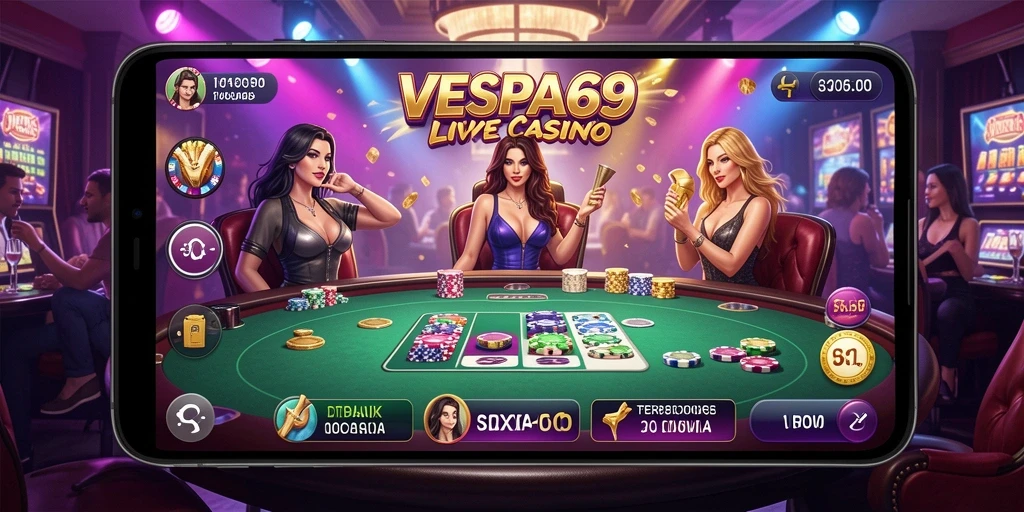 Tampilan gameplay VESPA69 menghadirkan suasana kasino yang sesungguhnya.